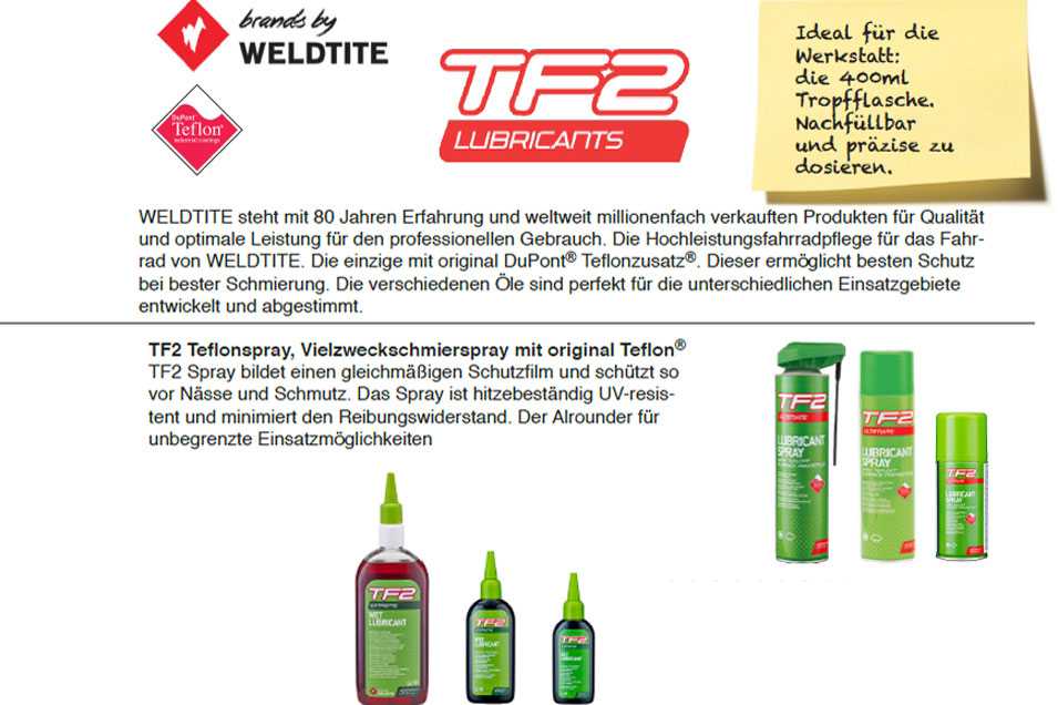 Weldtite TF2 Pflegeprodukte für das bike